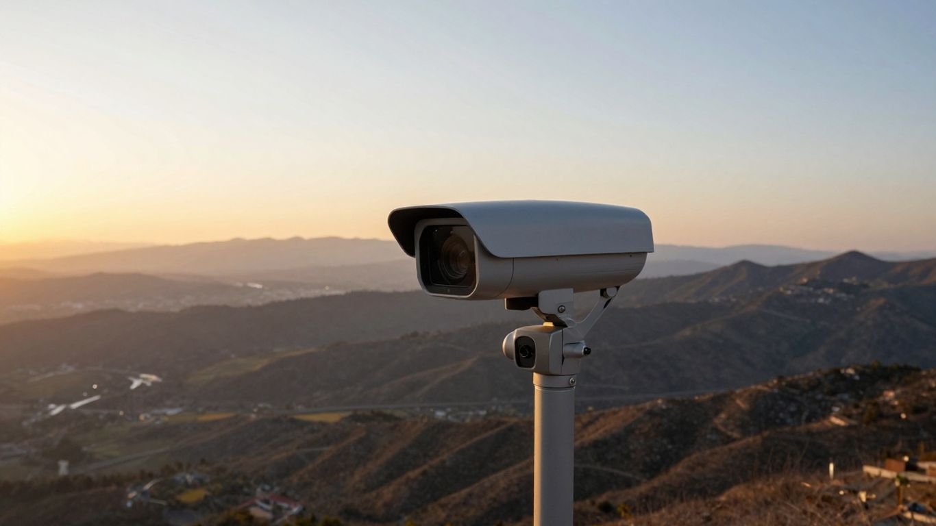 A surveillance drone scanning a border area