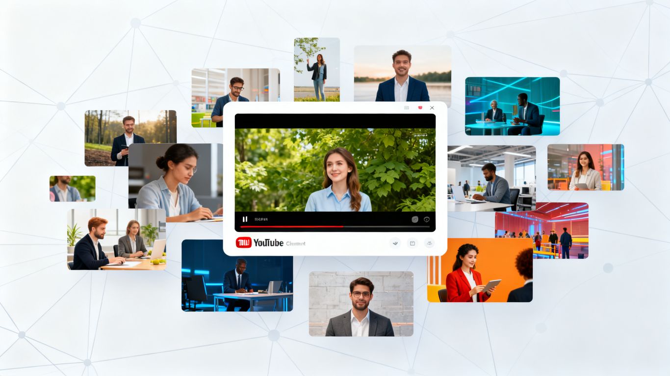YouTube channel interface showing video clusters for topic authority.