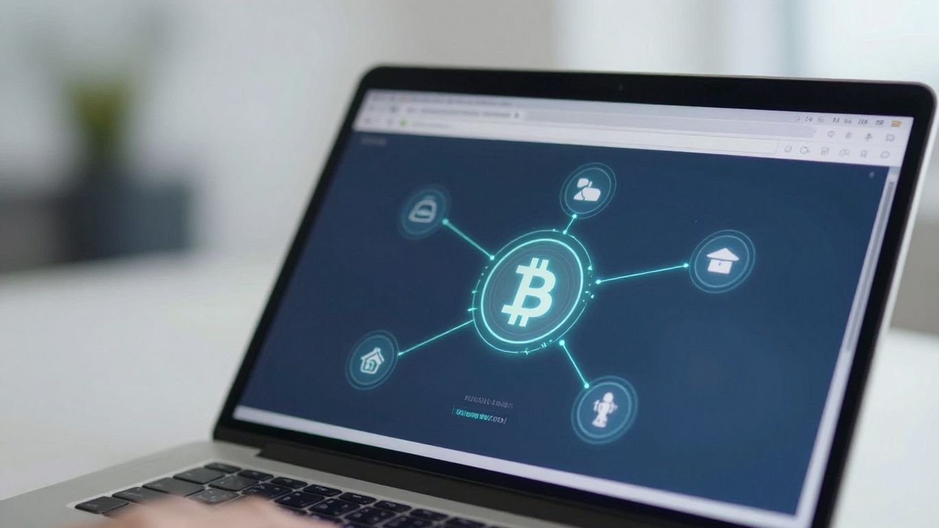 Digital wallet interface with connected cryptocurrency icons.