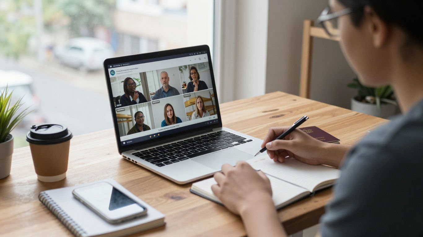 Remote worker researching Reddit travel communities