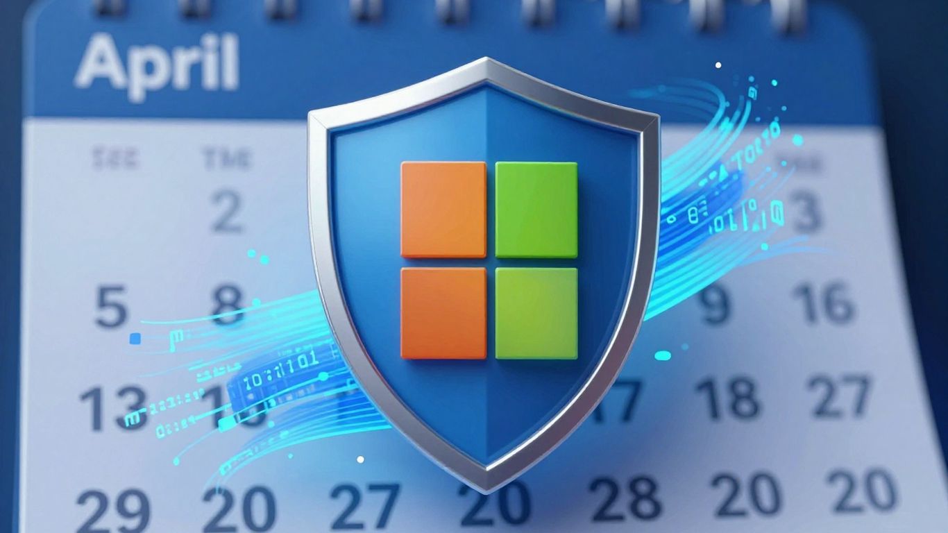 Microsoft security update with shield and calendar.