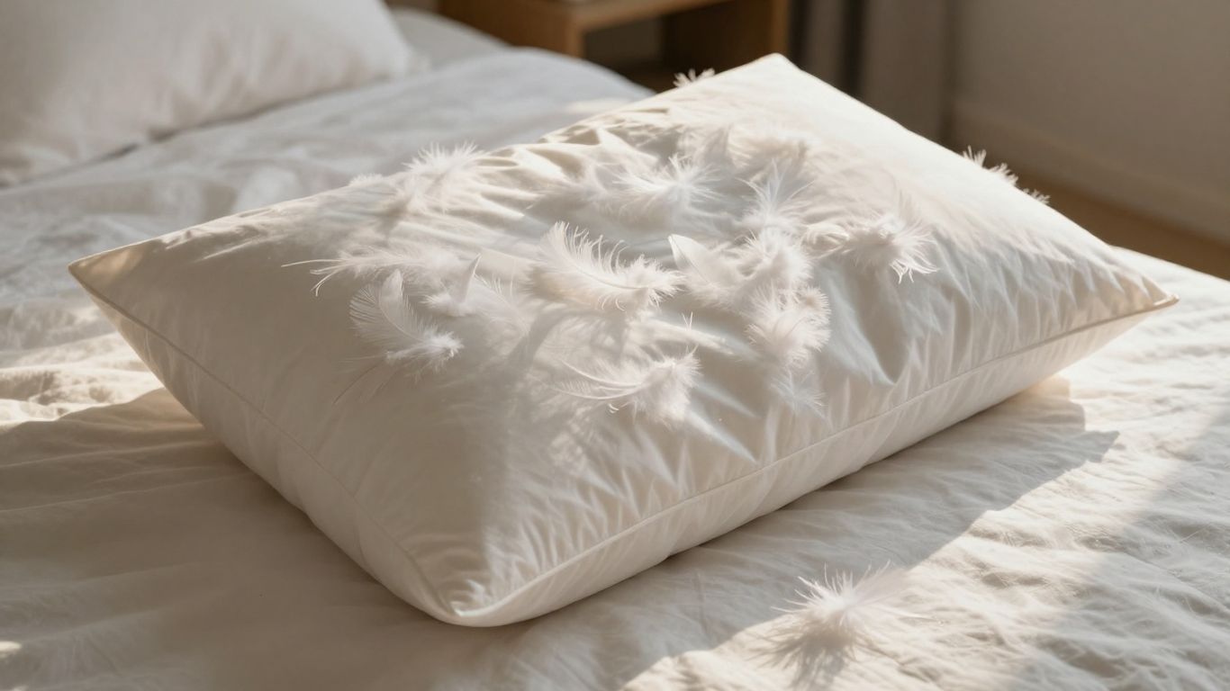 Fluffy down pillow on a bed