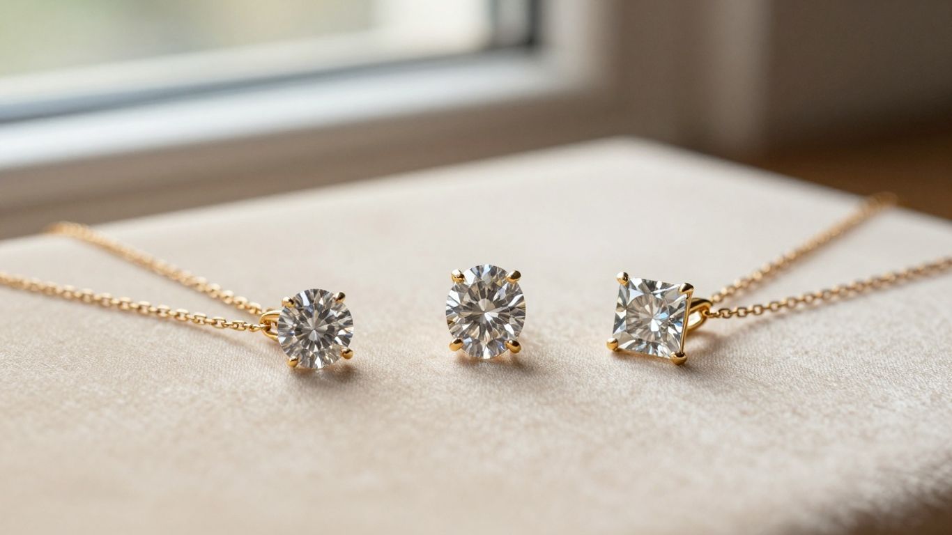 Round oval and princess diamond pendant styles