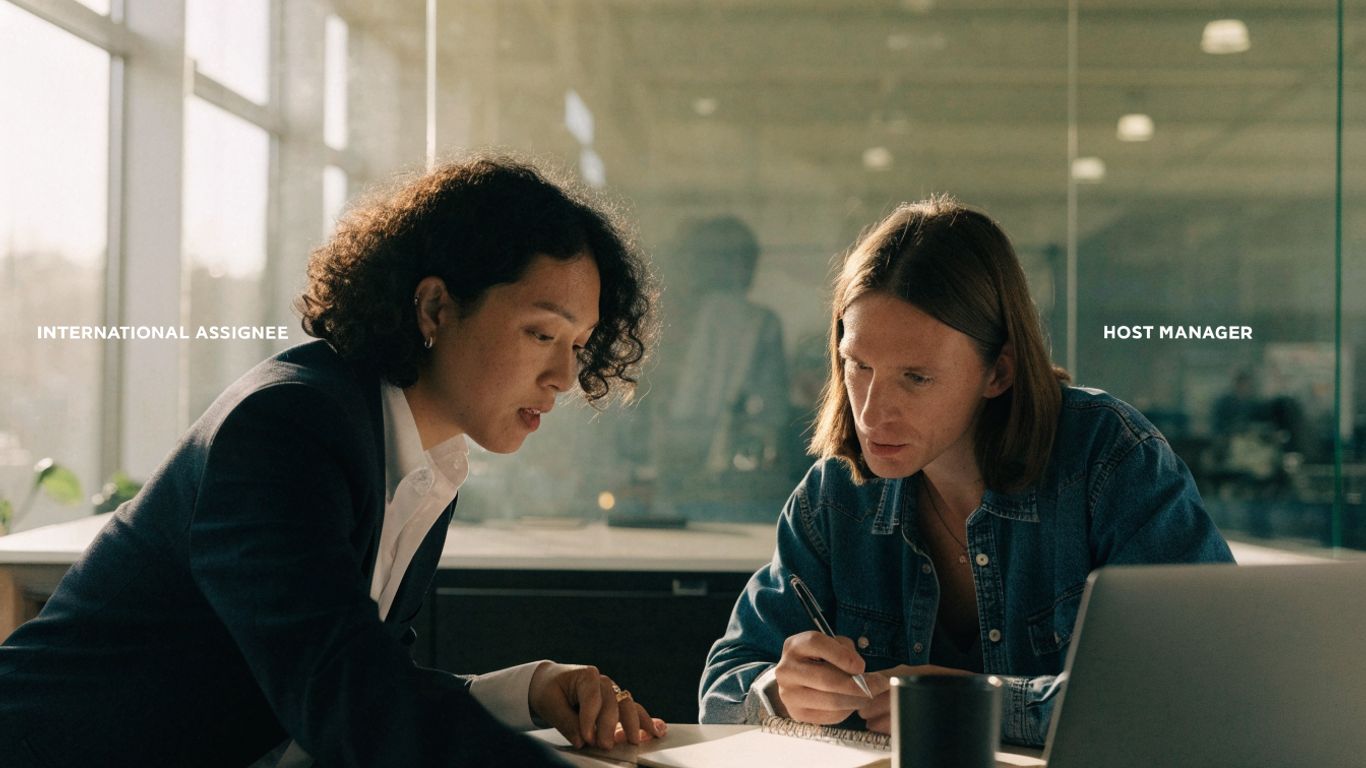 Assignee and host manager discuss a project plan