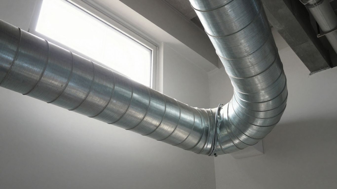 Clean HVAC ductwork with visible airflow.