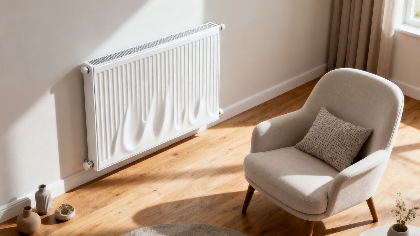 Radiateur moderne dans salon lumineux