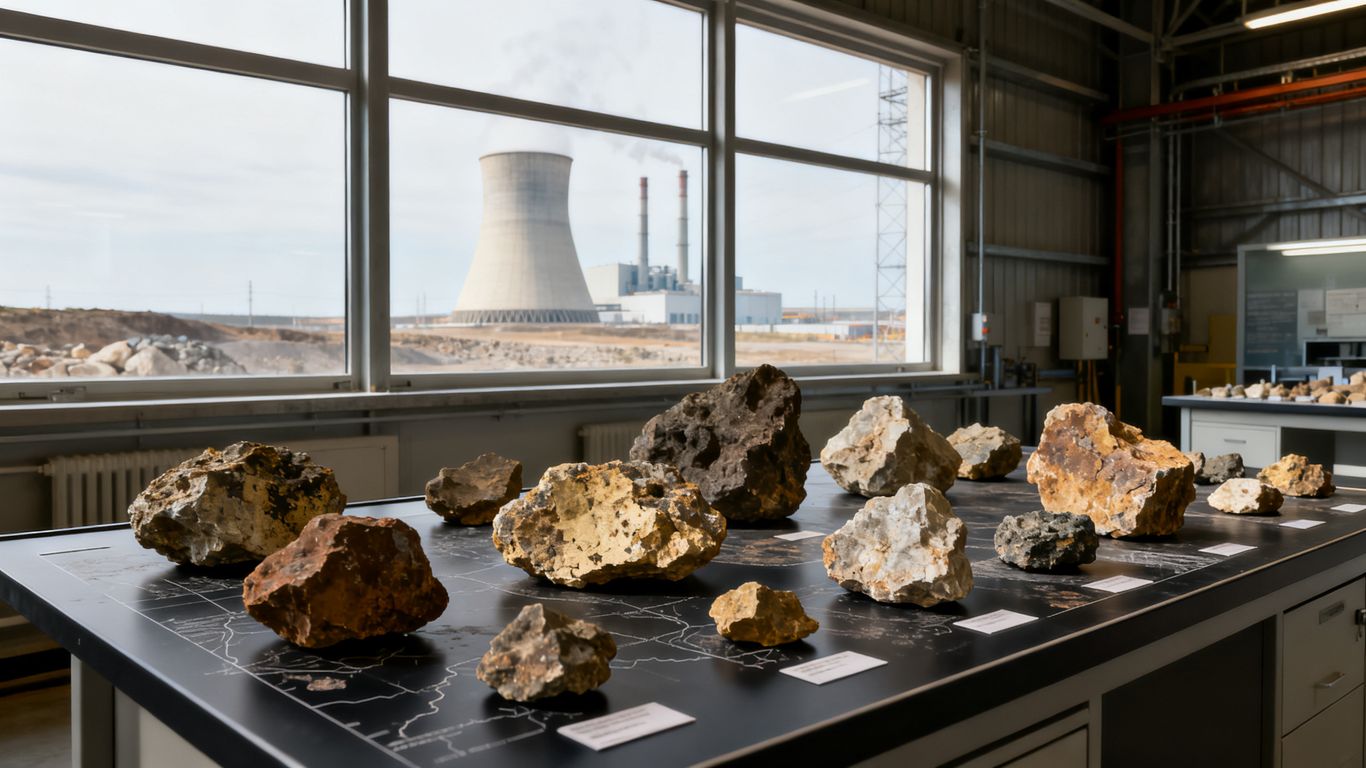 Uranium ore beside a nuclear power station