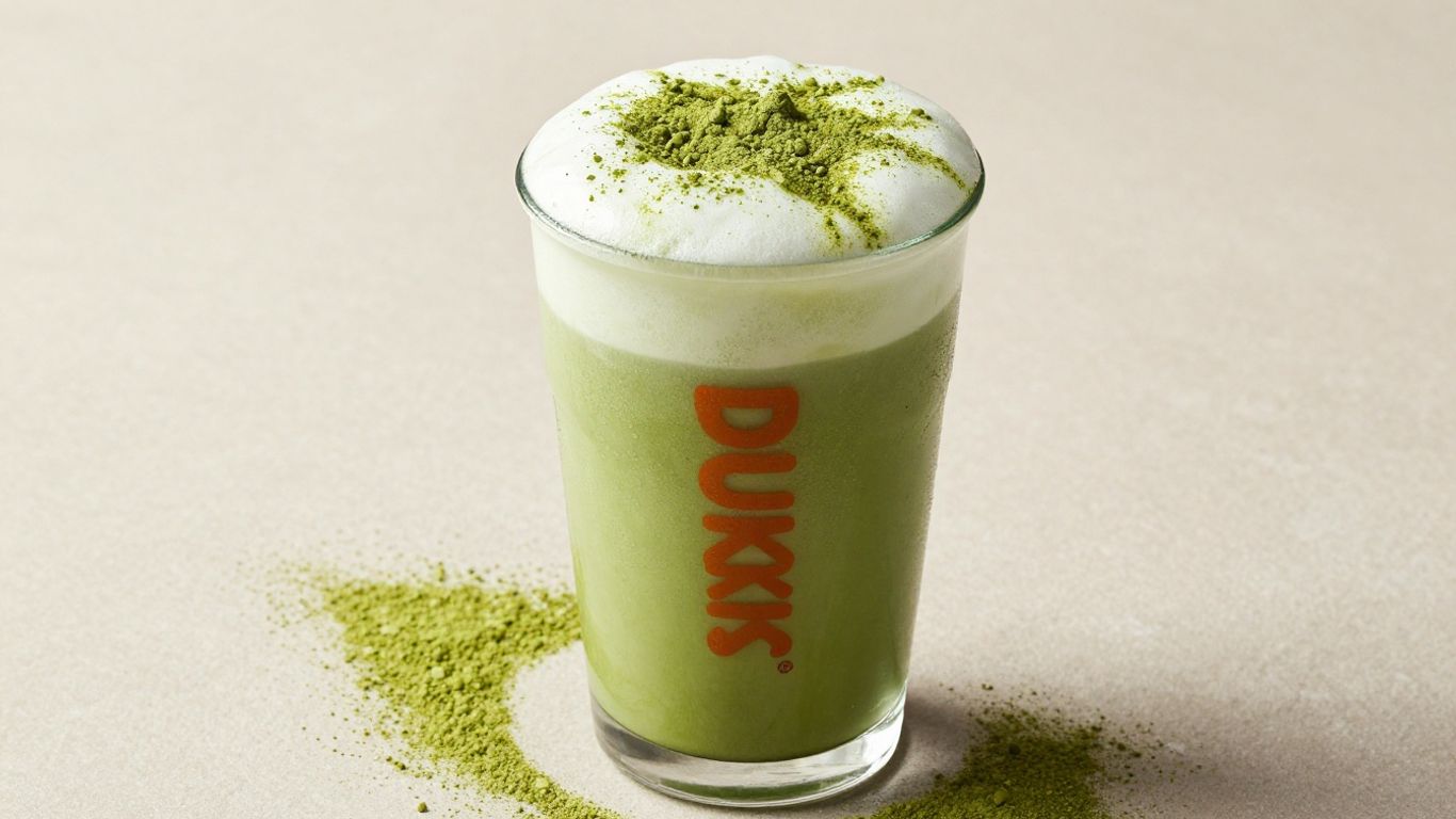 Dunkin's matcha latte with frothy milk.