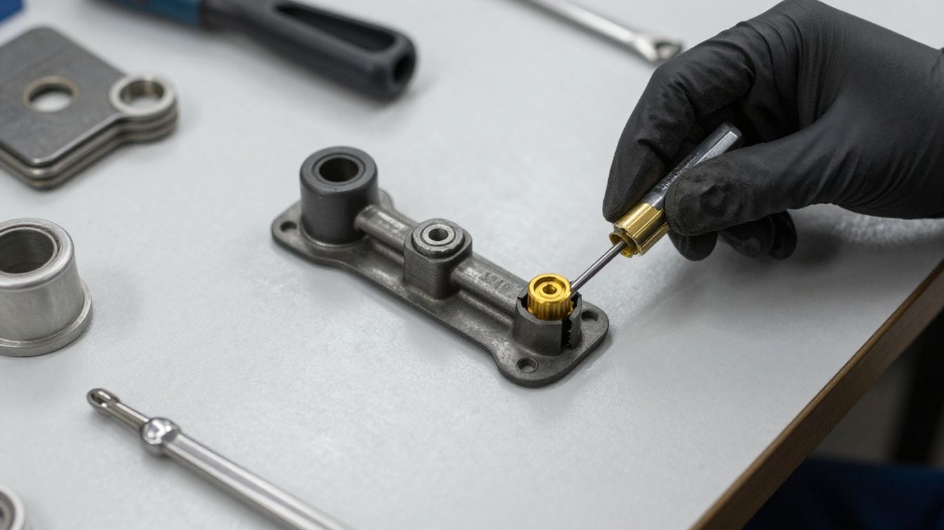 Mechanic checking Skoda replacement component