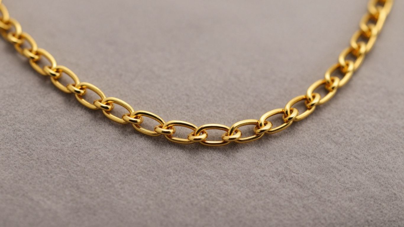 A closeup of gold chain links