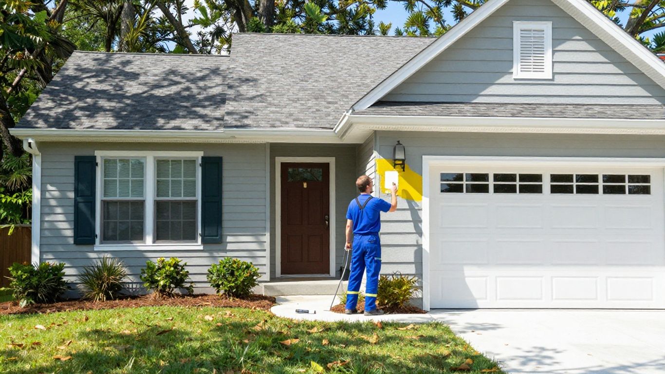 Dacula, Georgia house painters working on a home exterior.
