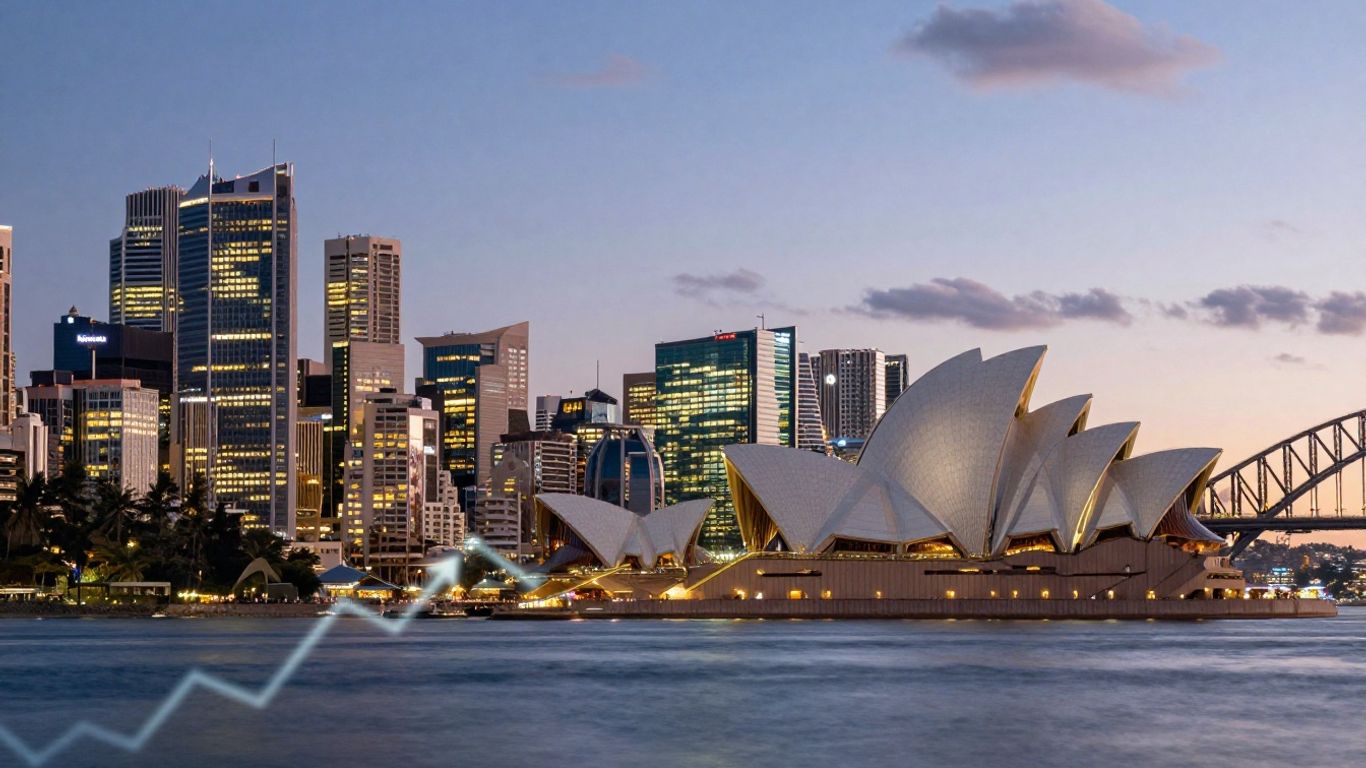 Sydney skyline at dusk, business growth