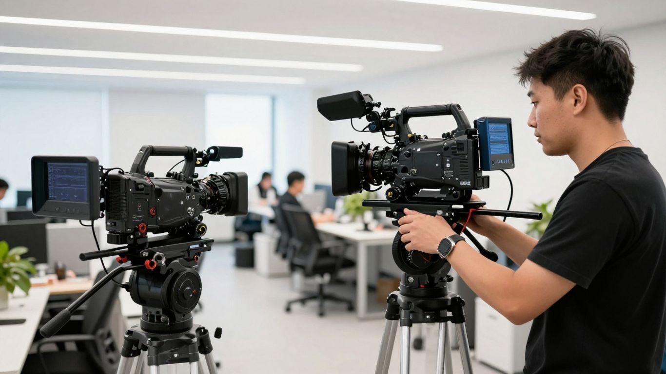 Professional production crew filming