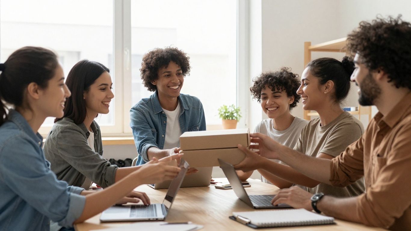 People safely buying and selling online, finding good deals.