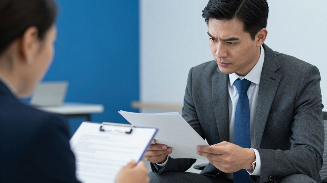Personaldienstleister besprechen Bewerberdaten im Büro.