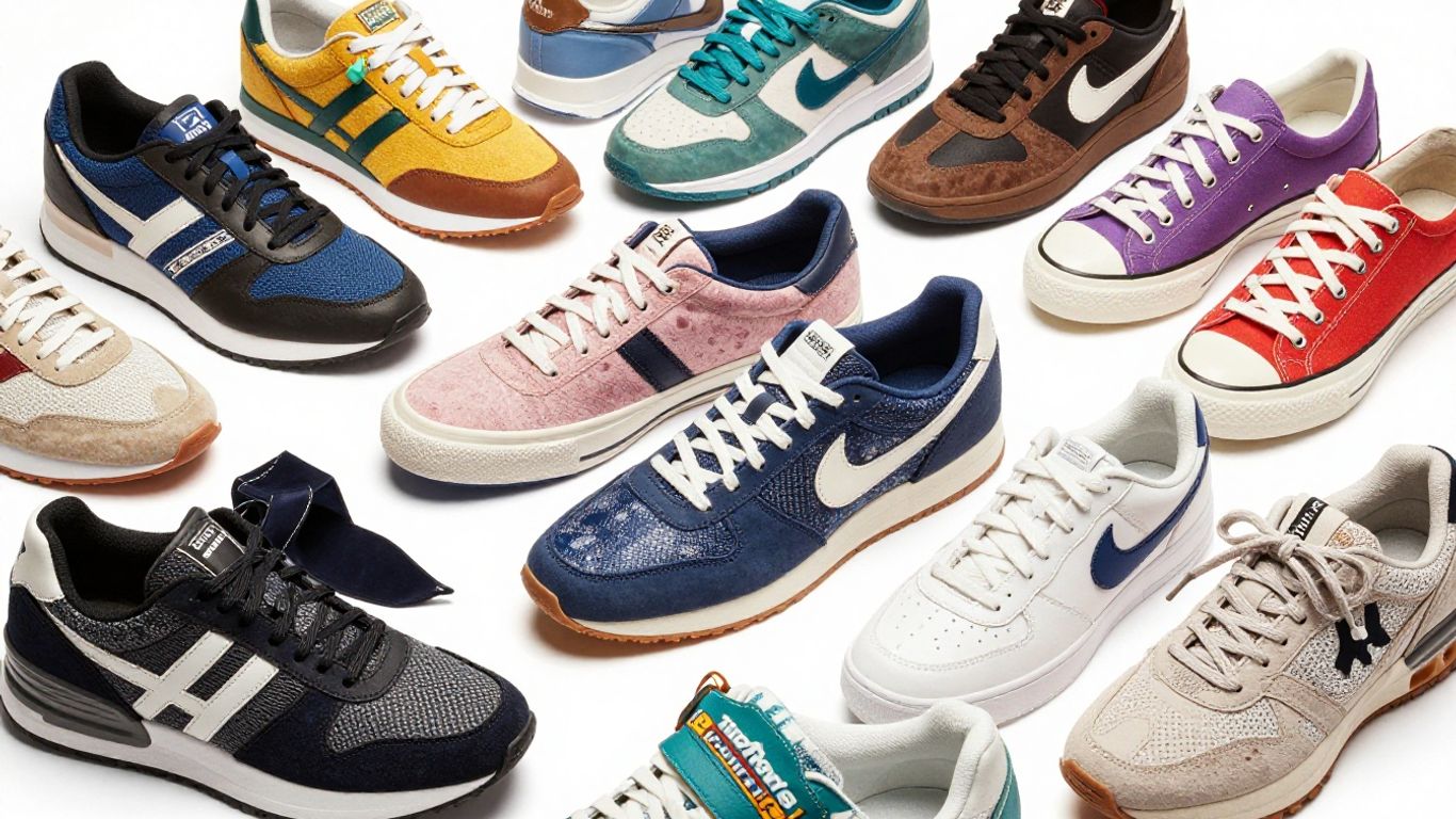 Sneakerși moderni și stilizați în diverse culori și modele.