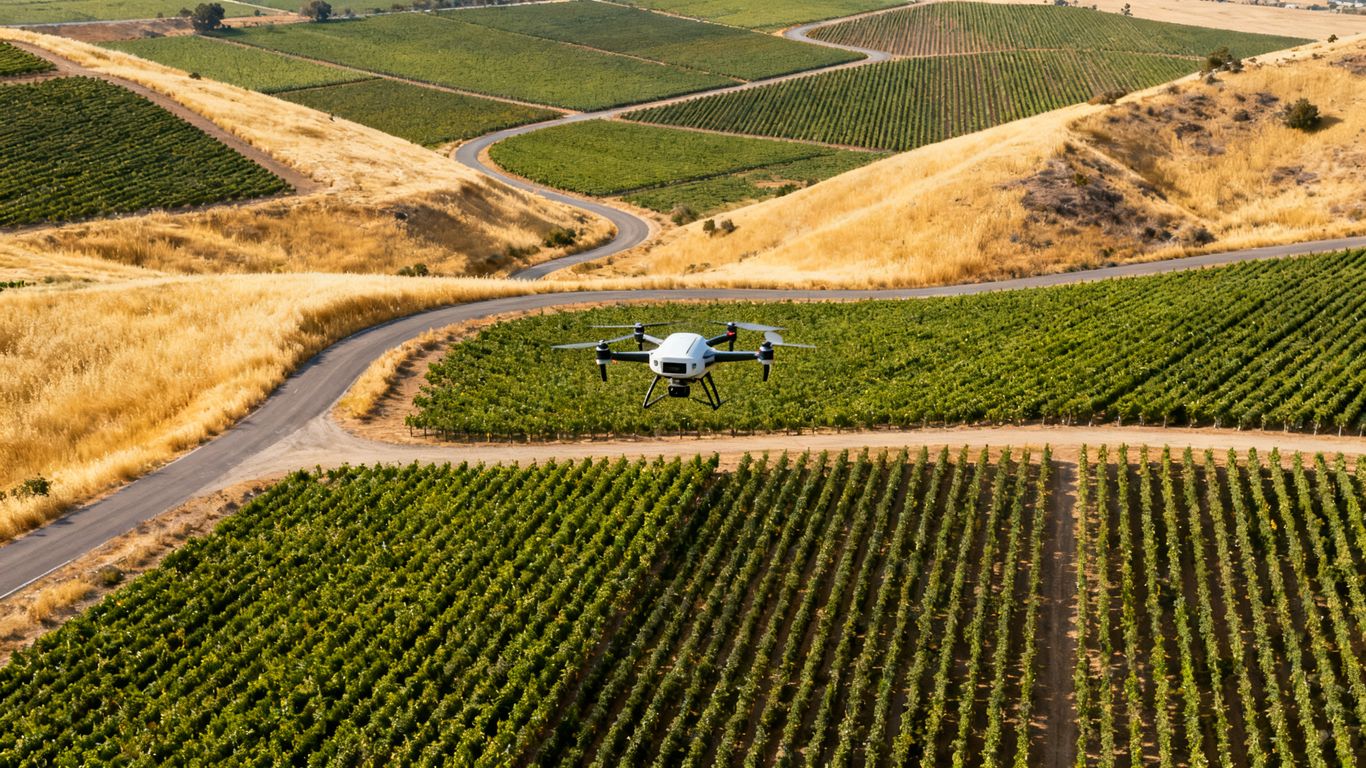 Aerial orthomosaic over California farmland