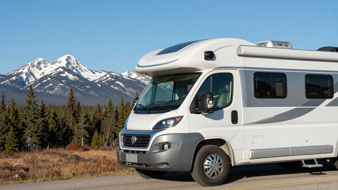 Motorhome parked in scenic Canadian mountains