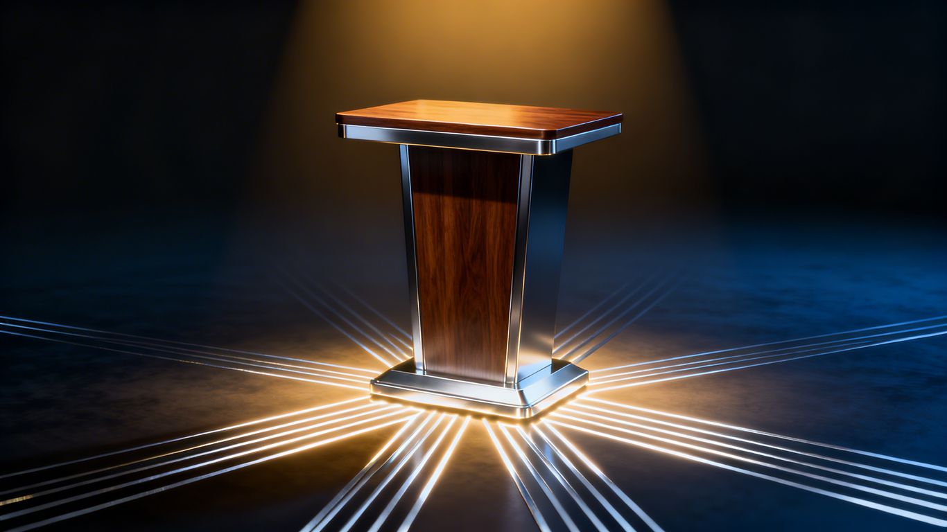 Master class podium with spotlight, symbolizing focused learning.