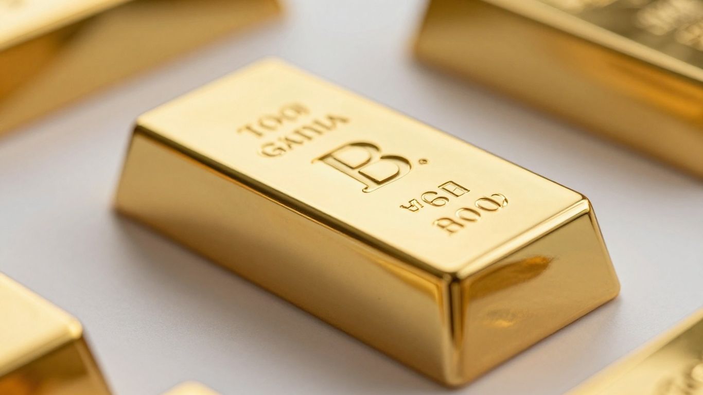 سبيكة ذهبية لامعة في ظل خلفية سوق مالية