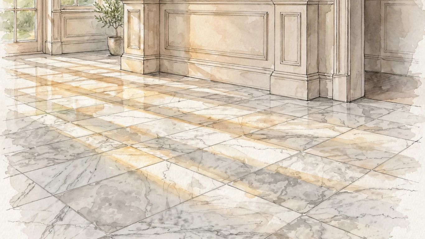 Illustrative sketch of veined marble flooring