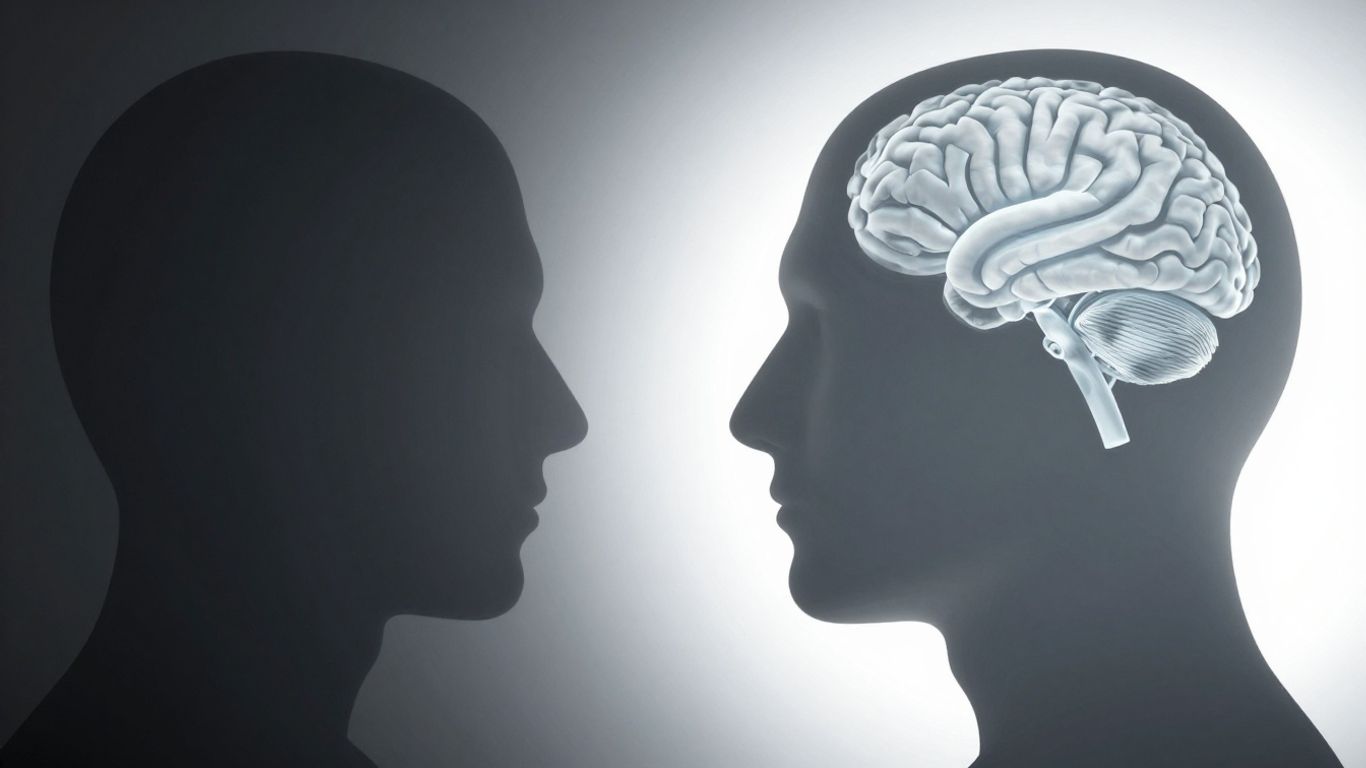 Cérebro humano claro contra fundo escuro, desmistificando a psiquiatria.