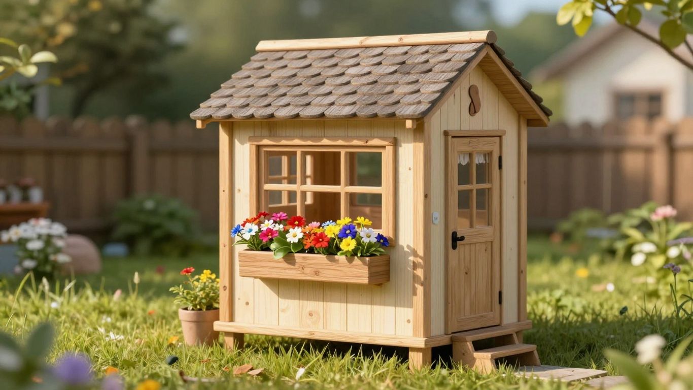 Cozy tiny house exterior with flowers