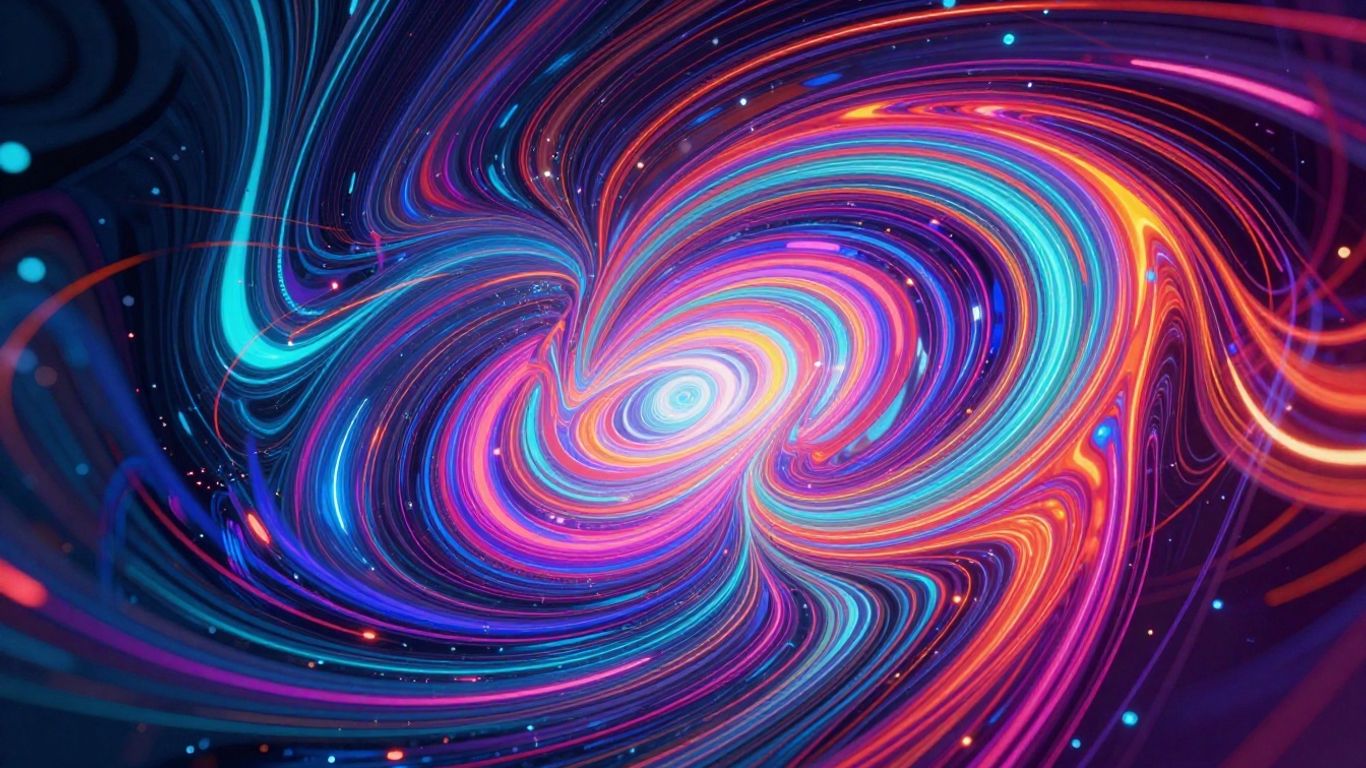 Abstract AI art with vibrant colors and dynamic shapes.