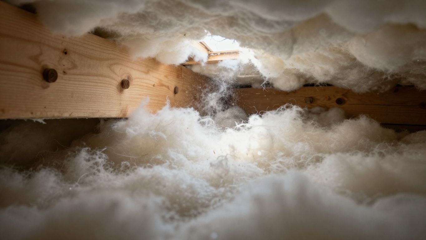 Isolation des combles perdus avec matériaux isolants.