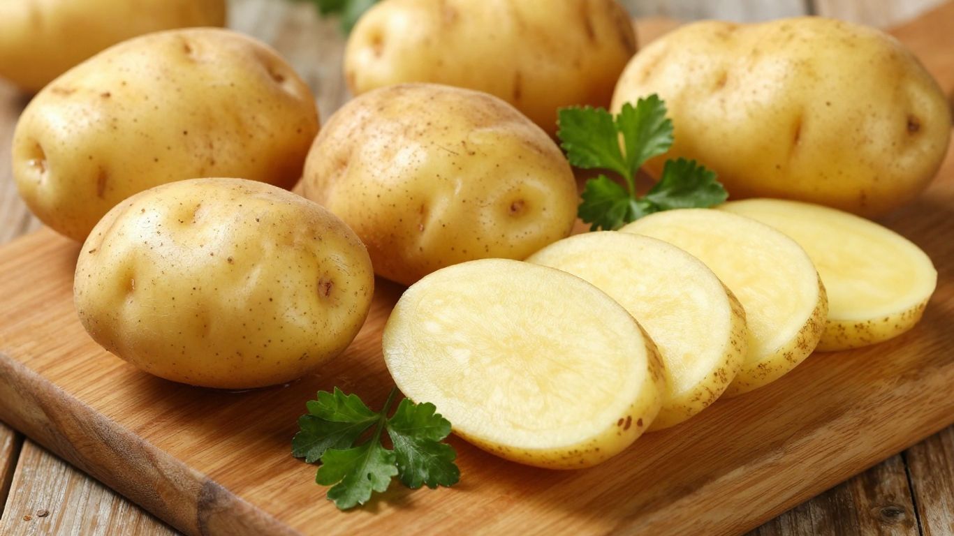 Biologische Mona Lisa aardappelen op een tafel