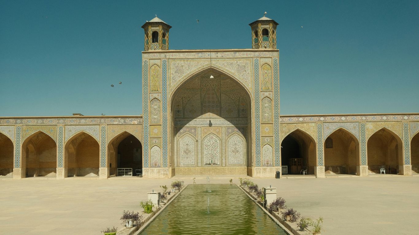 Peaceful courtyard outside the mosque