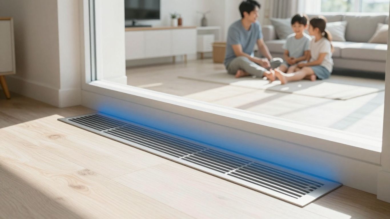 Clean air vents in a sunny home interior.