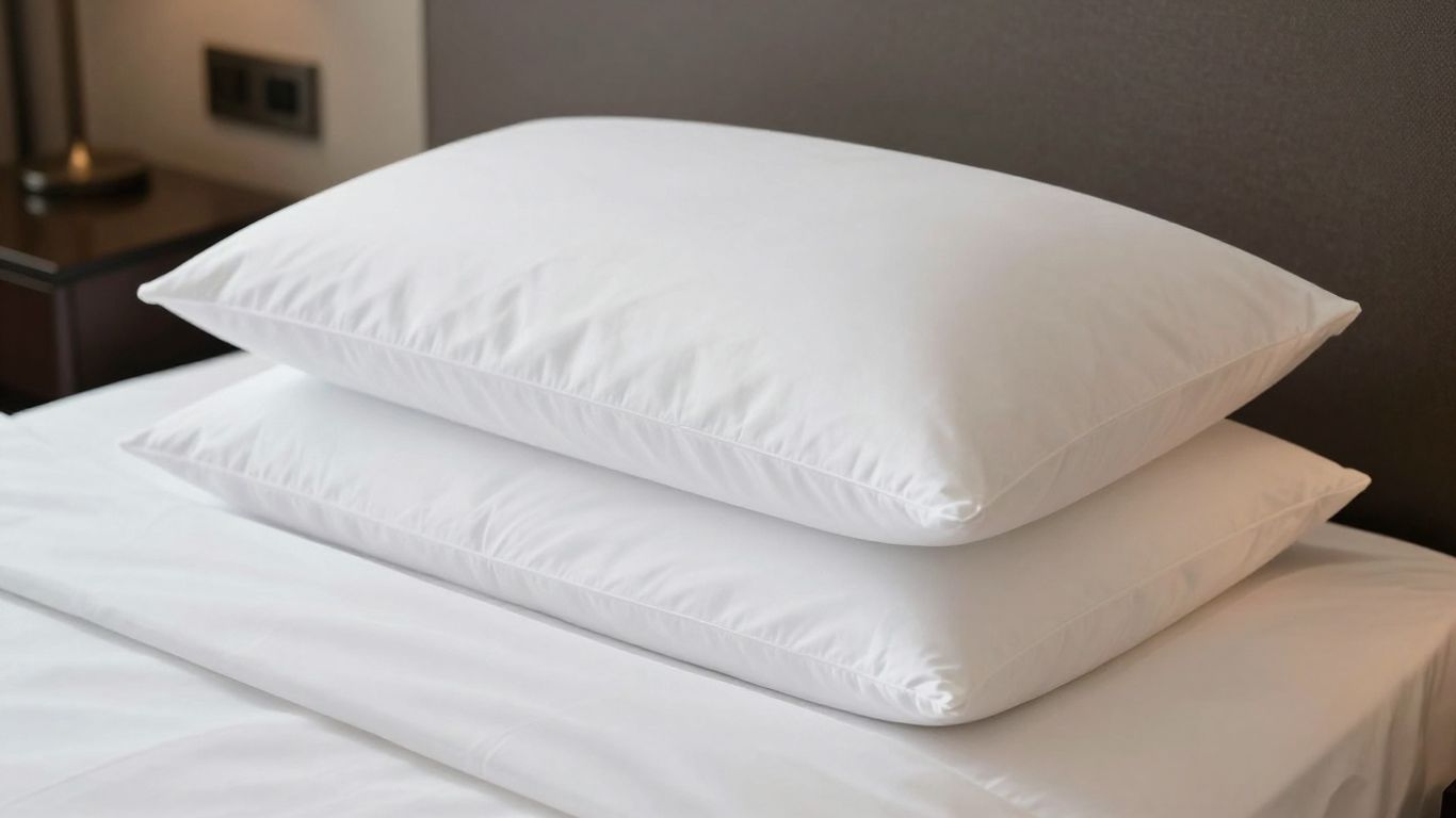 Plush hotel pillows on a neatly made bed.