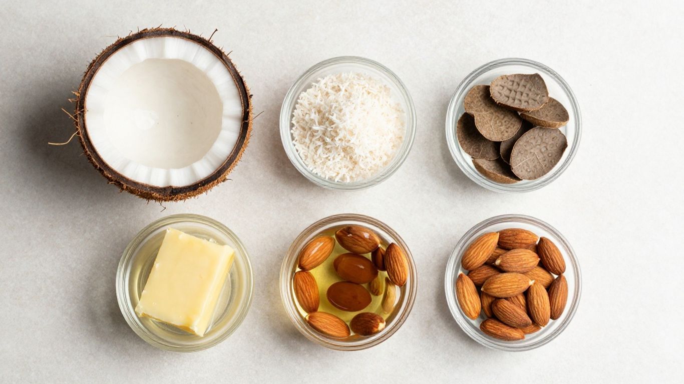 Simple oils and botanical ingredients in glass dishes