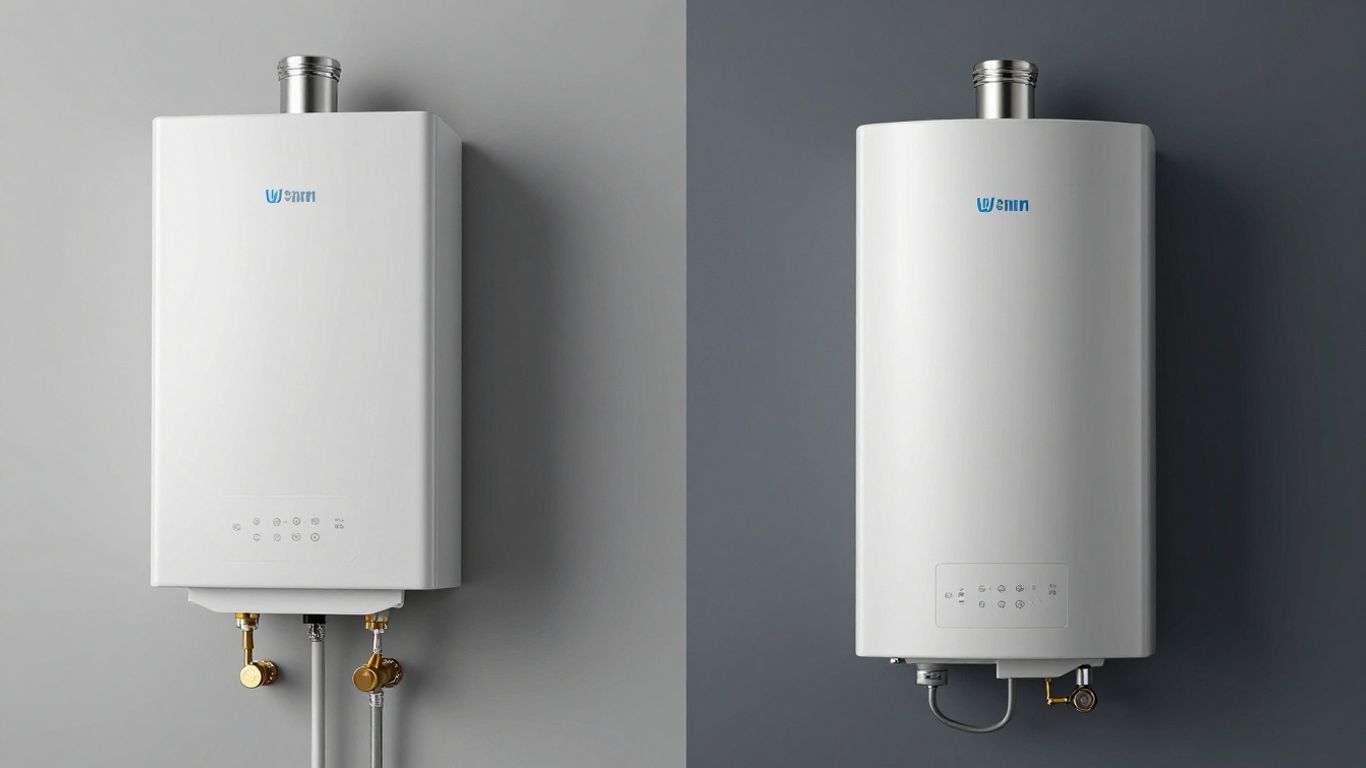 Tankless and tank water heaters side-by-side comparison.