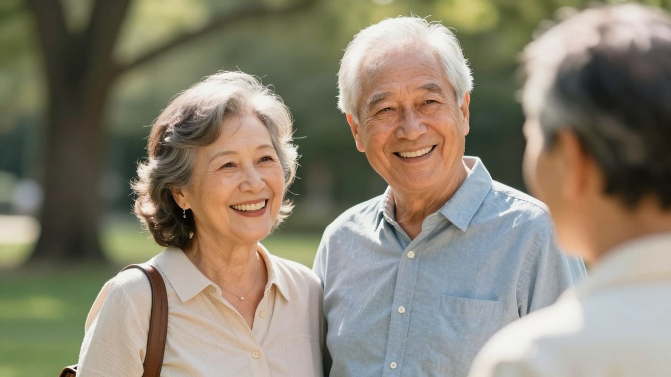 Happy senior Australian couple enjoying the outdoors.