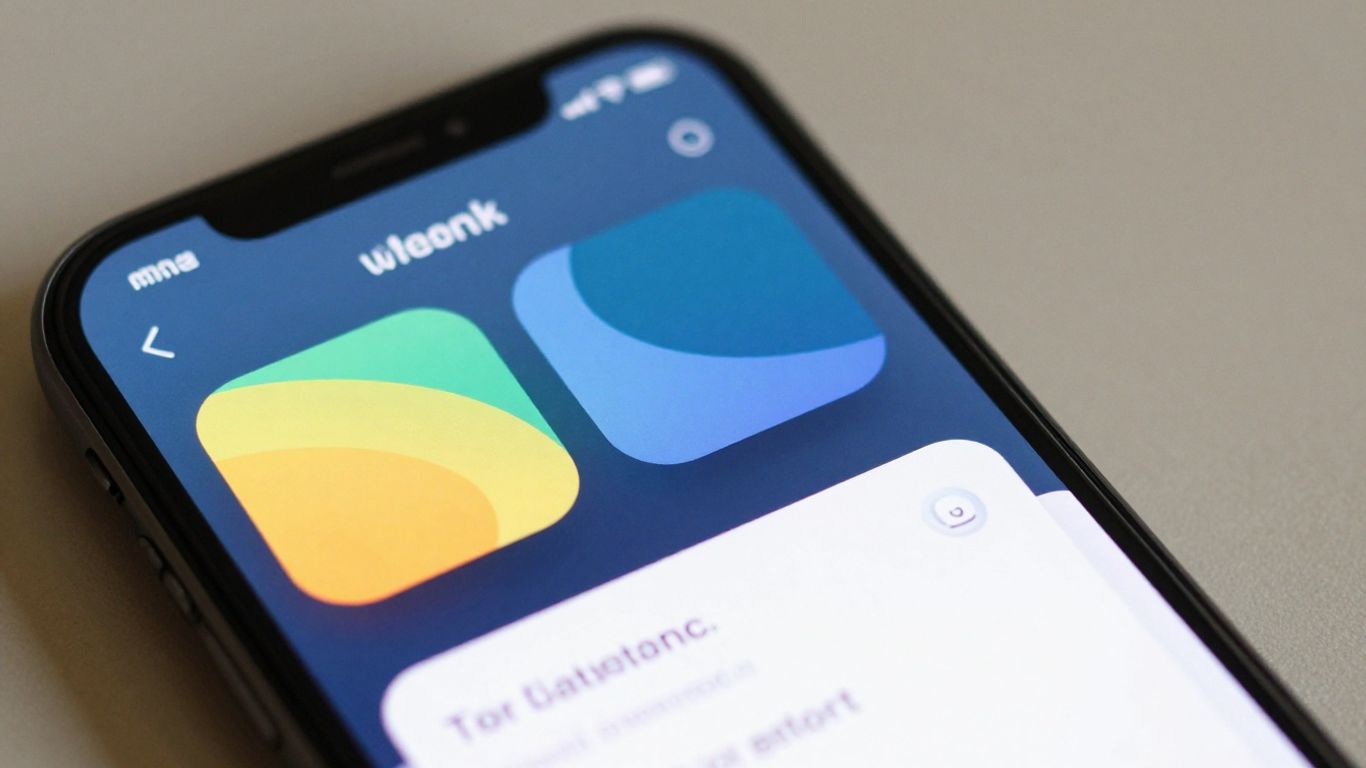 Interface d'une application web moderne sur un écran de smartphone.
