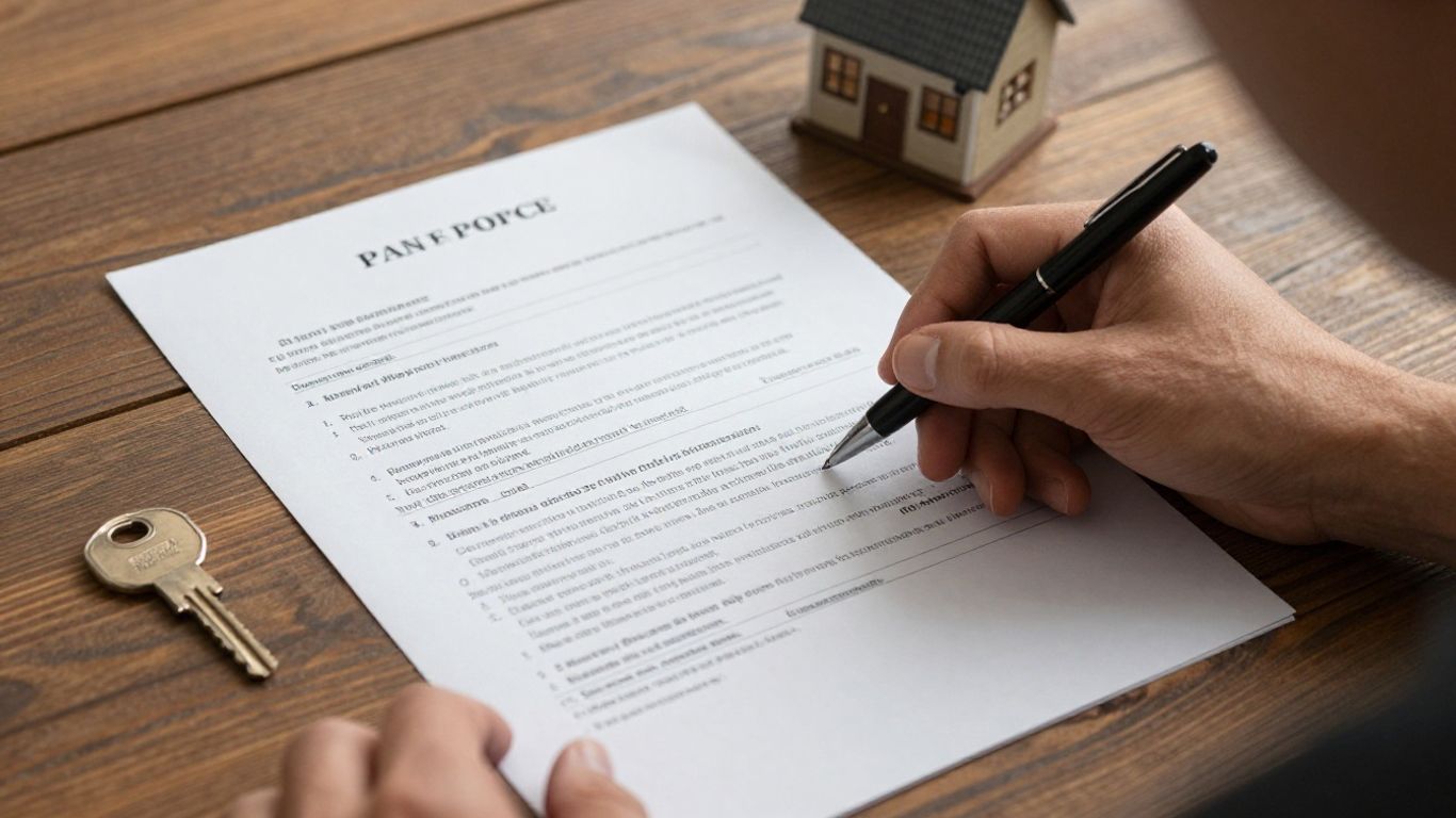 Persona revisando detalles de póliza de seguro de hogar.