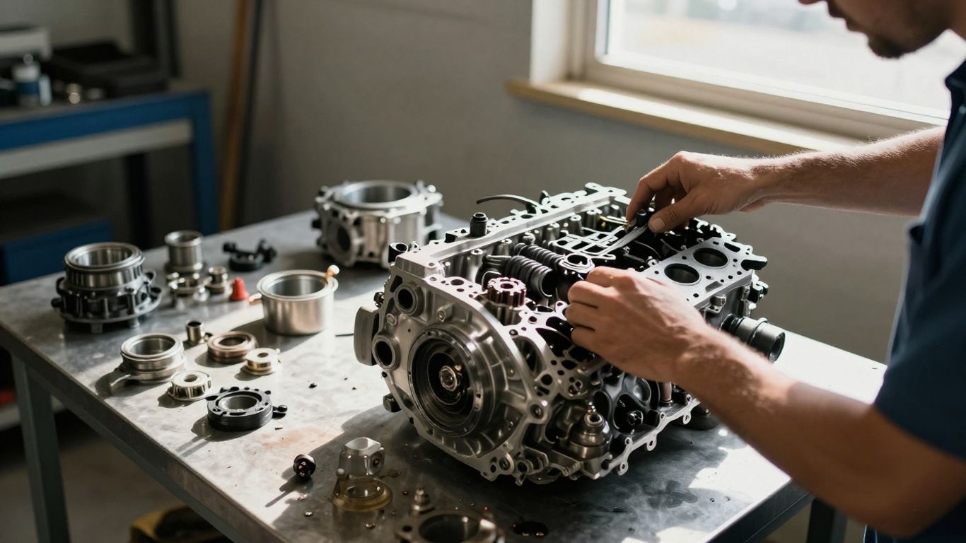 Mechanic inspecting a Volkswagen engine in Parramatta.