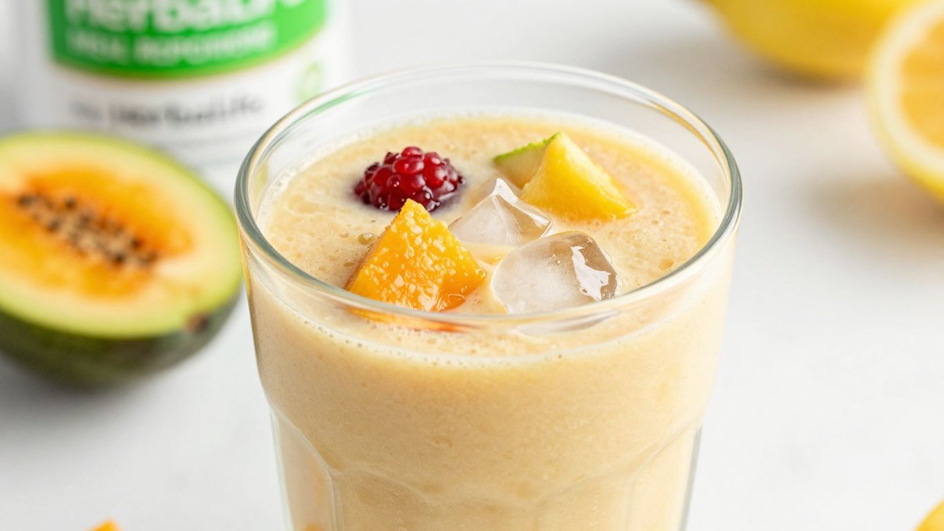 Herbalife meal replacement shake with fruit.