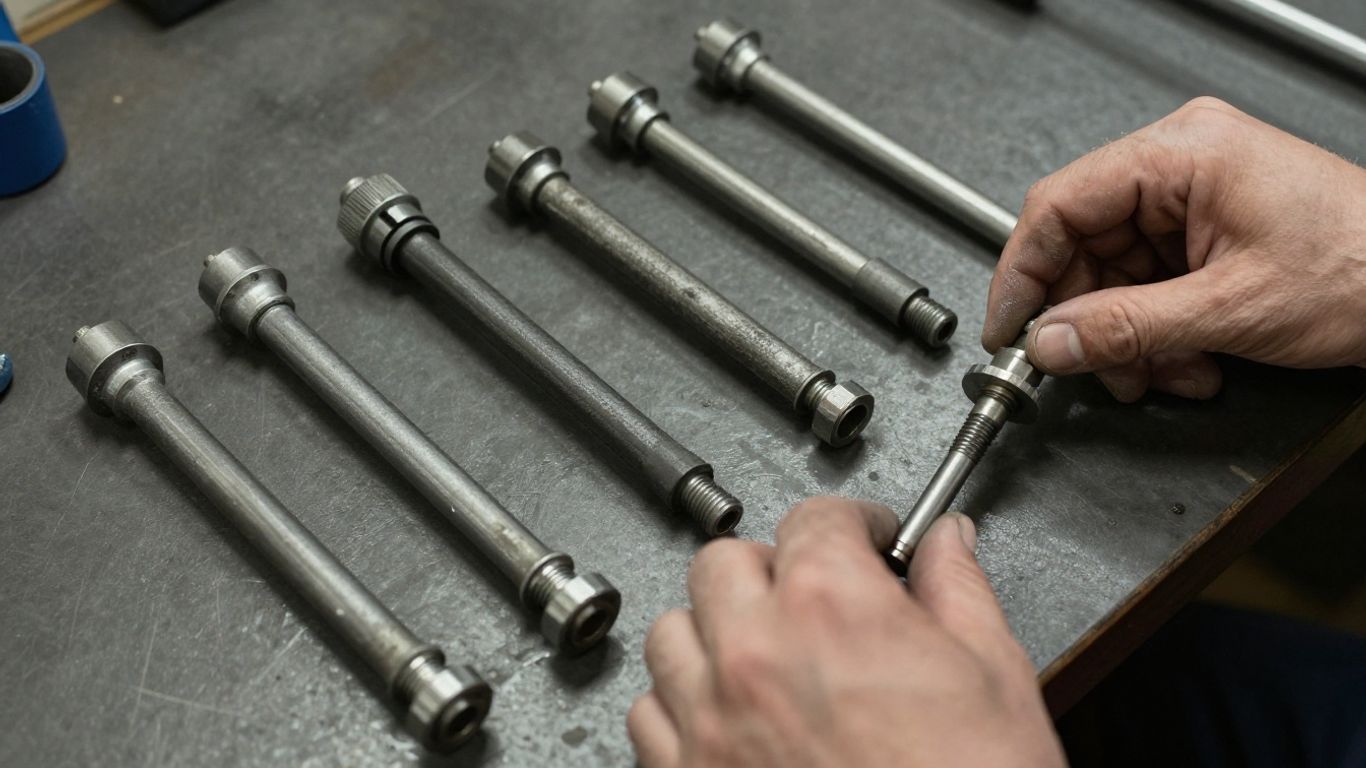 Used steering parts arranged for inspection
