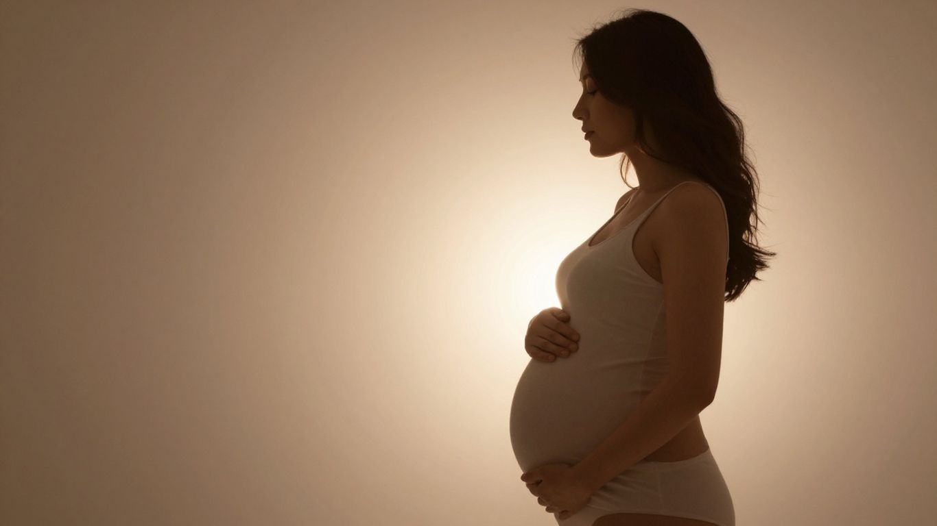Silueta de mujer embarazada con luz interior.