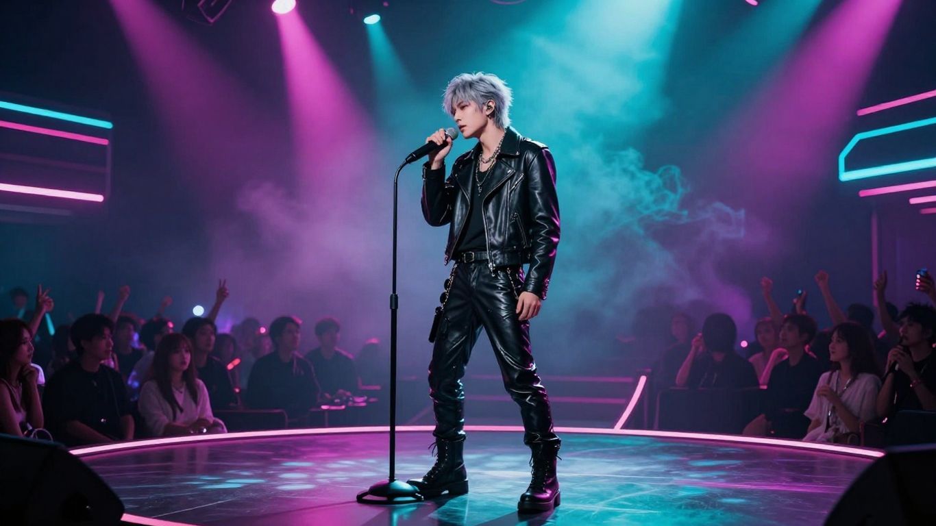 AI singer performing in cinematic club
