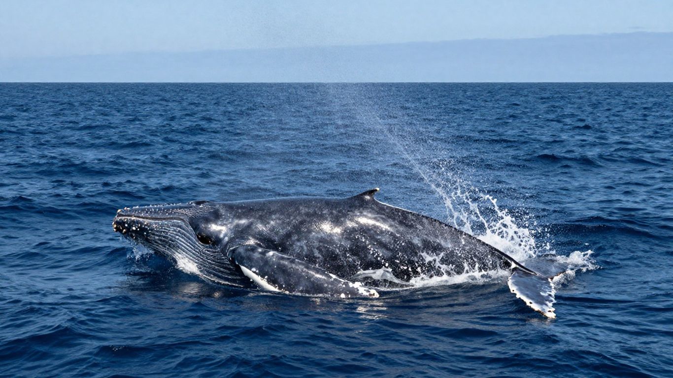 Drone captures whale breaching multiple times in Monterey Bay.