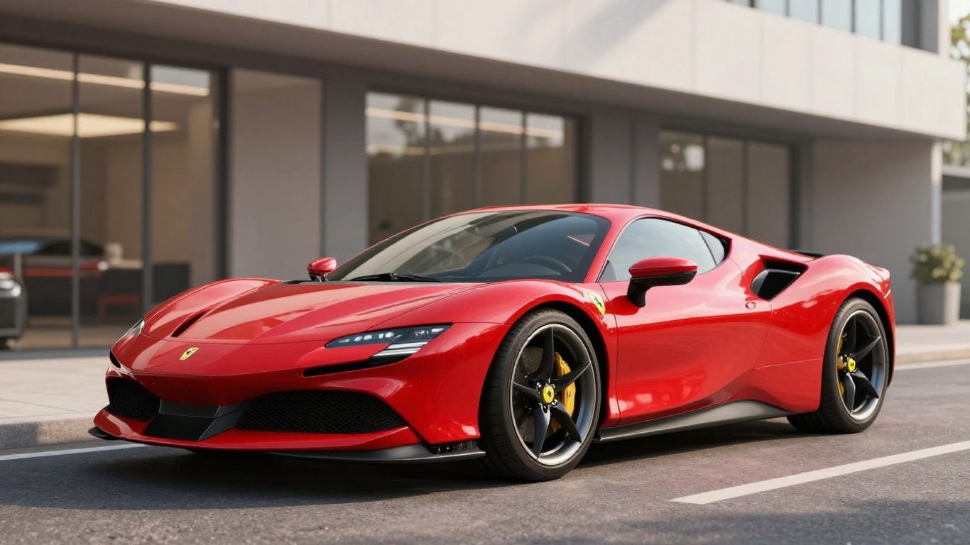 Ferrari SF90 Stradale in a luxury garage.