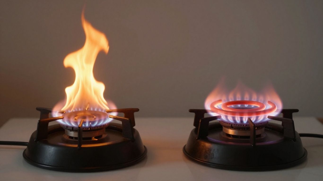 Flamme de gaz et résistance électrique