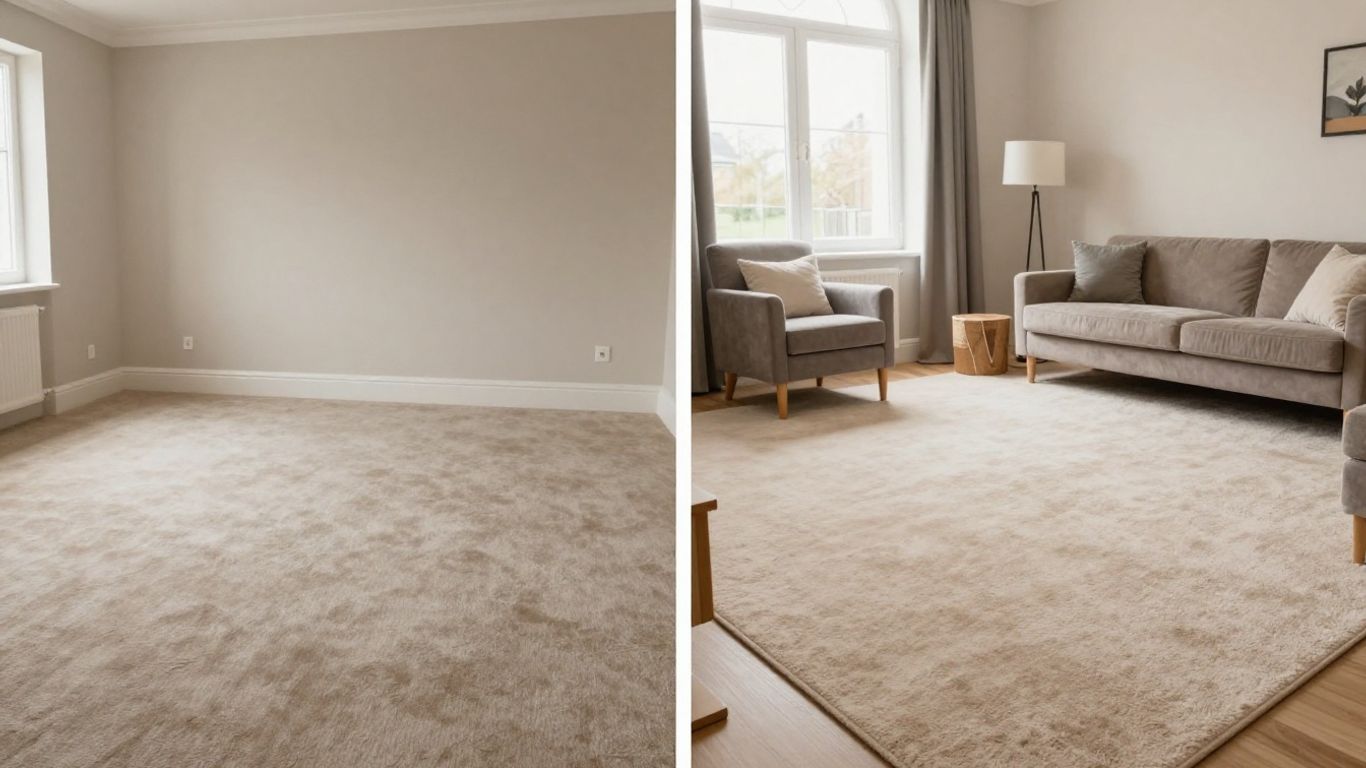 Bristol room carpet transformation before and after.