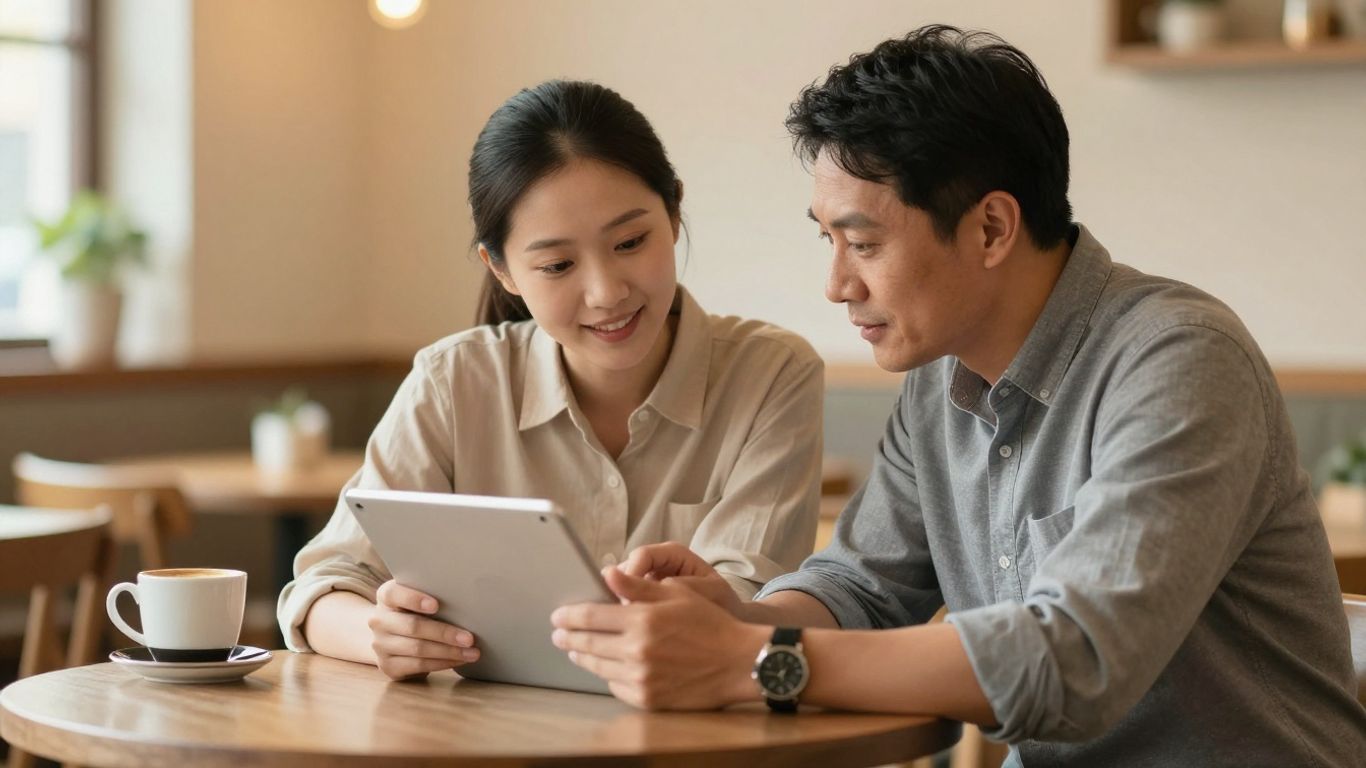 A mentor explaining concepts to a new business partner.