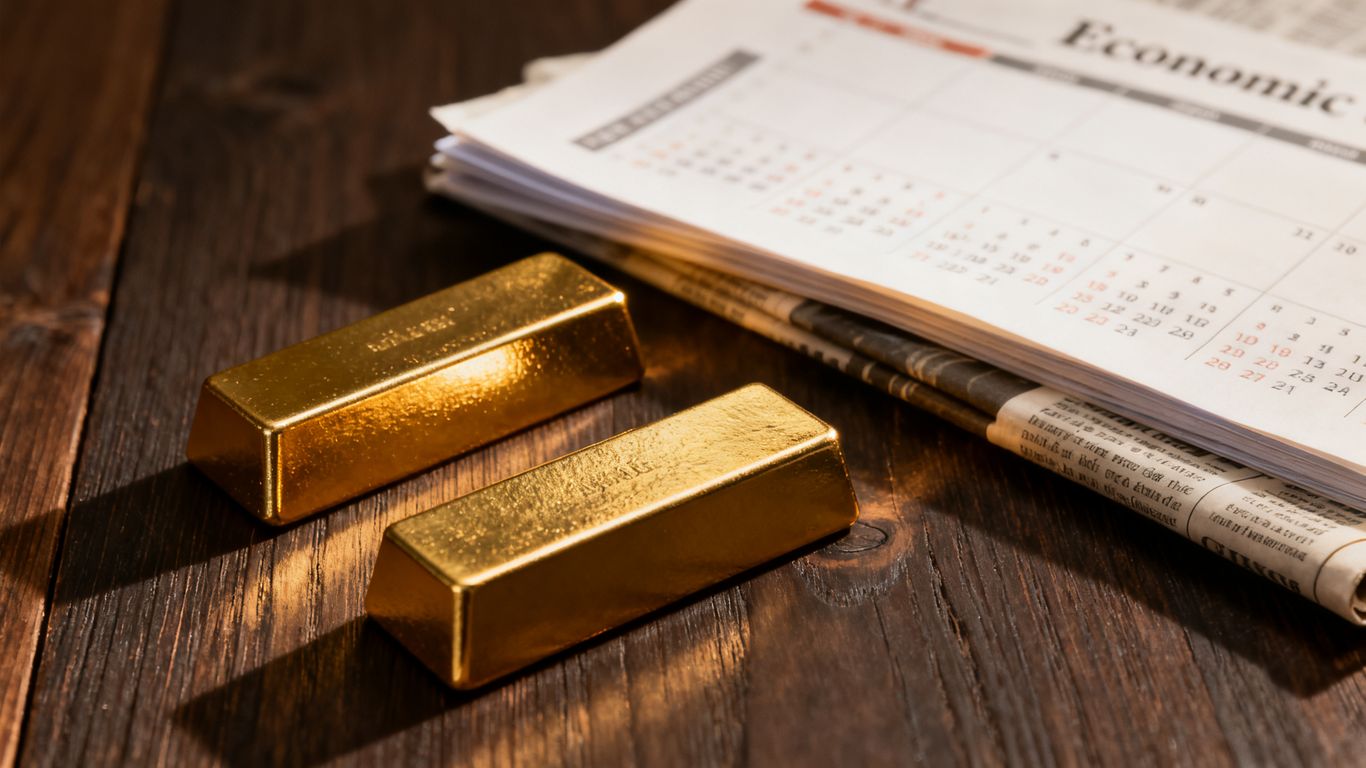 Lingots d'or à côté d'un calendrier et d'un journal financier