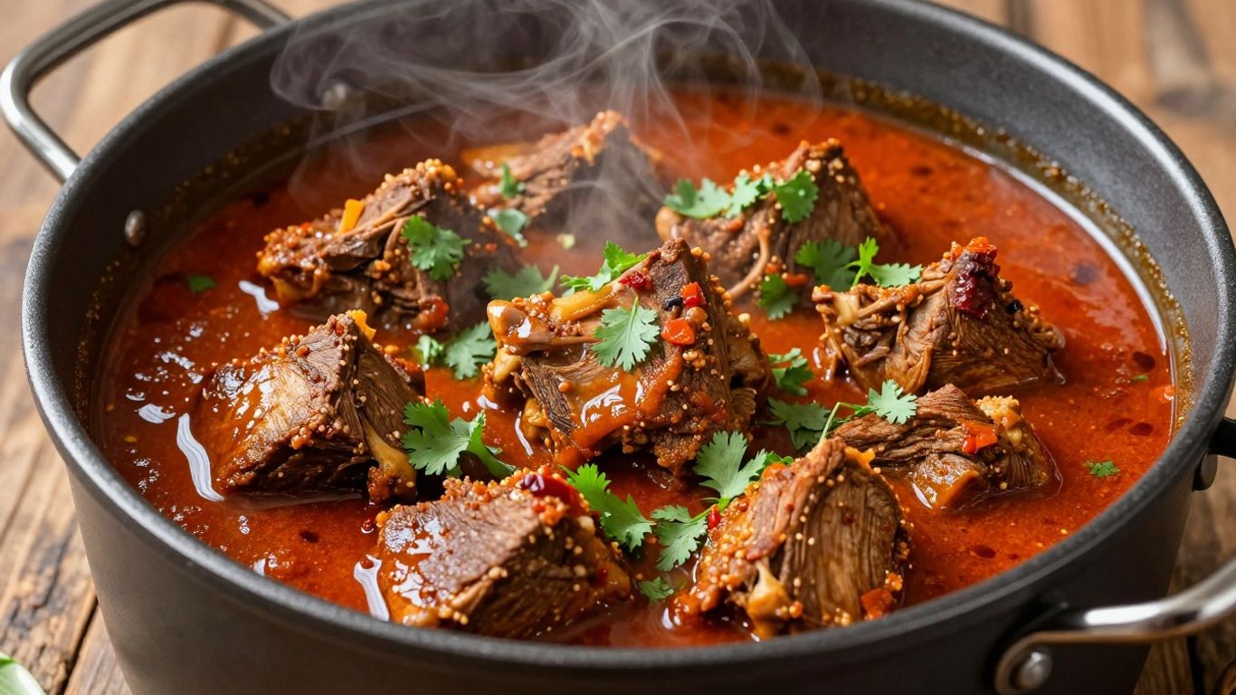 Slow cooker lamb curry with cilantro garnish.